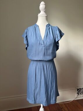 Banana Republic Light Blue Flutter Sleeve Mini Dress